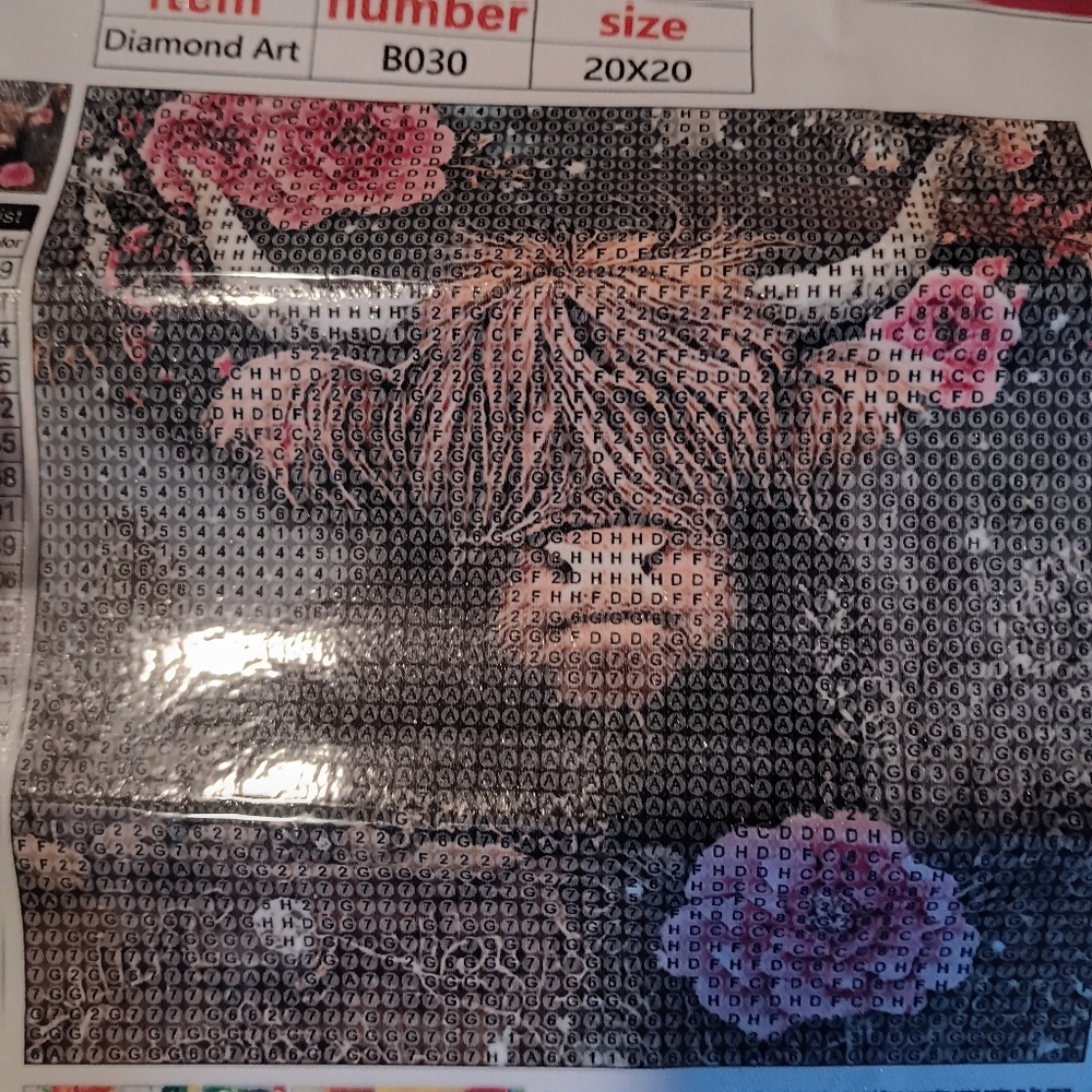 Highland Cow Floral Diamond Art Kit 20x20cm